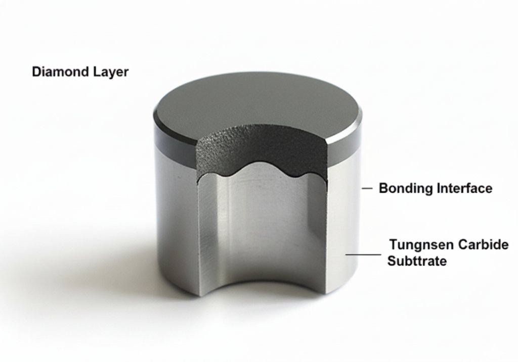 Flat PDC cutter cross-section diagram