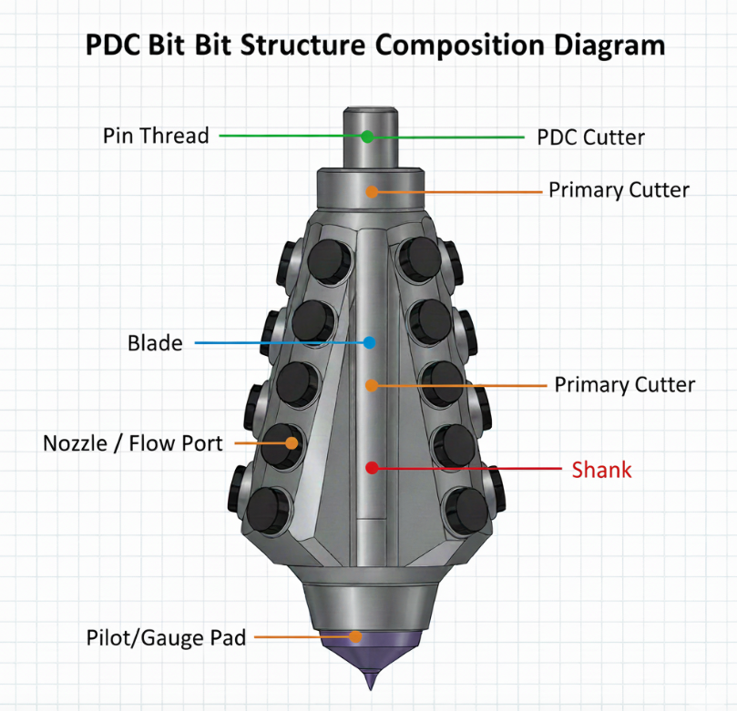 Basic structure of PDC drill bit