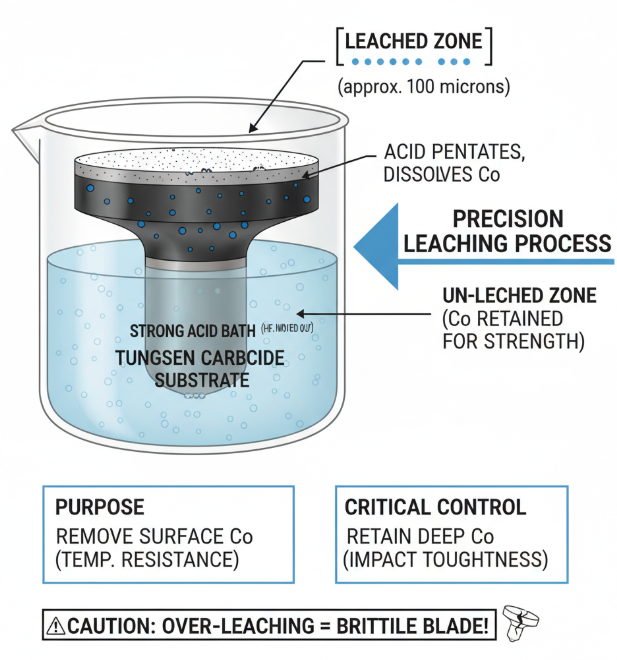 PDC cutter leaching working principle