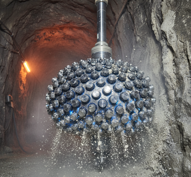 PDC installed in drill bit working photo