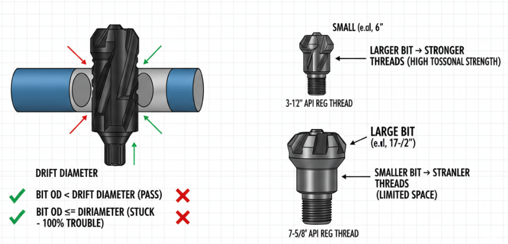 Factors influencing the selection of PDC drill bit size