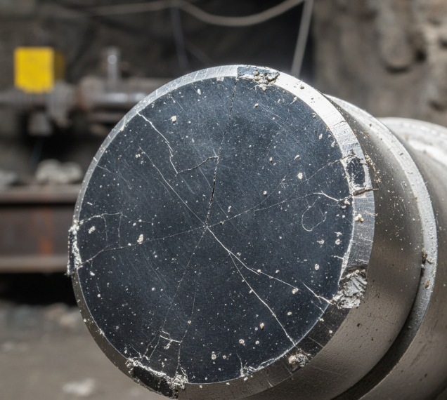 Photo of PDC Rock Cutter with slight cracks.