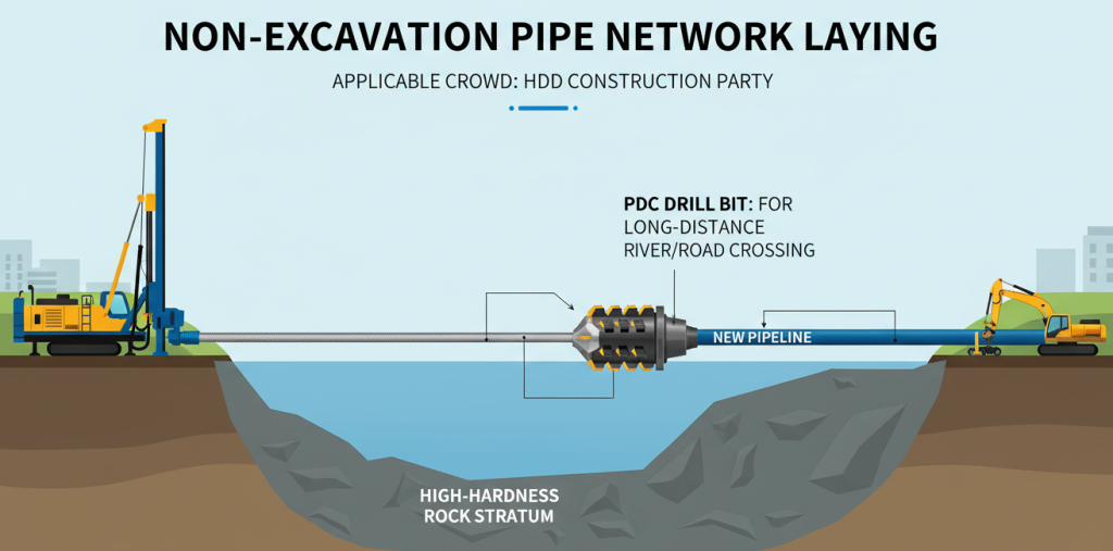Буровое долото скважинное pdc Применяется толпа К неэкскавационной прокладке трубной сети строительной партии: