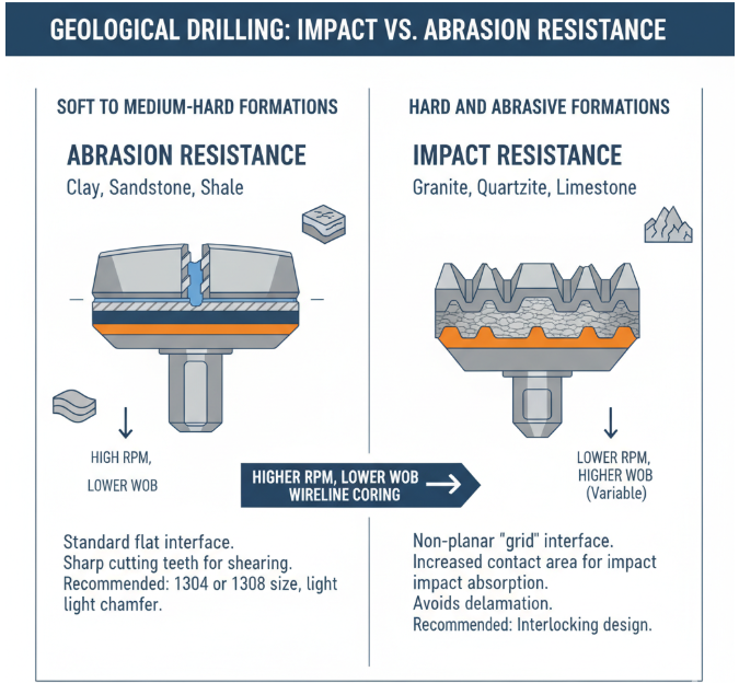 Schematic diagram of cutting teeth matching lithology