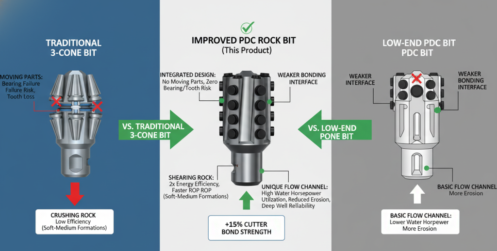 Points de comparaison des mèches de roche PDC
