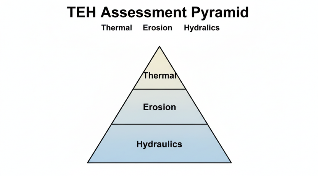a pyramid diagram labeled “TEH Assessment Pyramid: Thermal, Erosion, Hydraulics” here