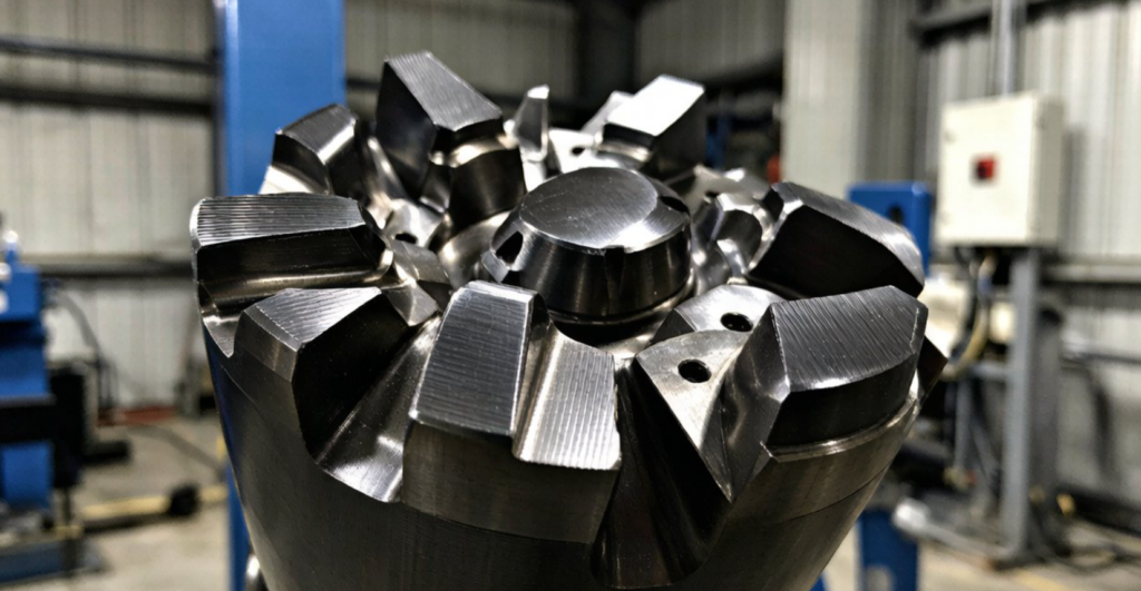 PDC cutting teeth are mounted on the drill bit body